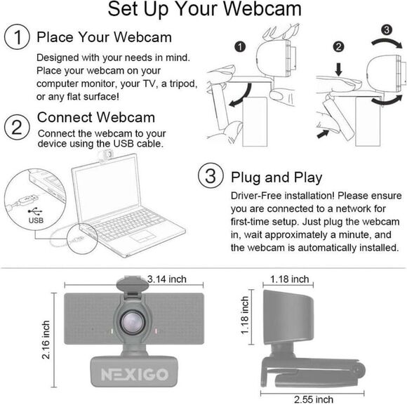 NWT N60 1080P Webcam with Microphone, Adjustable FOV, Zoom - Picture 9 of 9